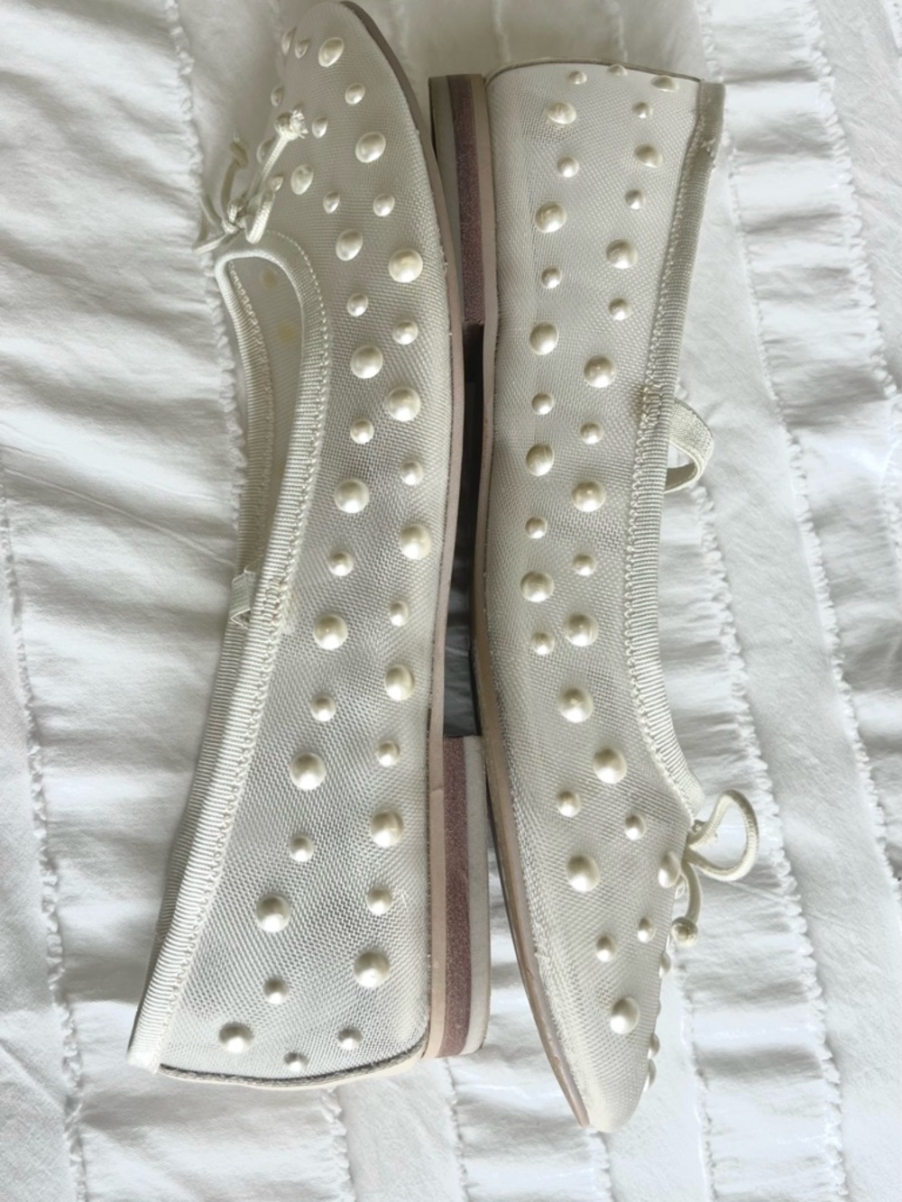 Gently Worn Dolce Vita Cadel Faux Pearl- Studded Mary Jane Flat - Ivory - Size 5 - Picture 5 of 13